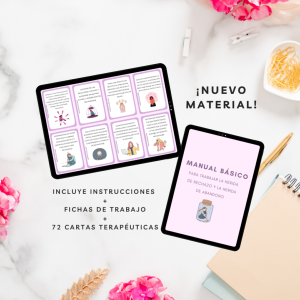 72 cartas + introducción + guía de trabajo con fichas de HERIDAS de rechazo y abandono