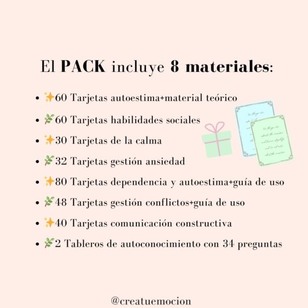 Oferta PACK 8 MATERIALES (350 tarjetas + guías + ejercicios)