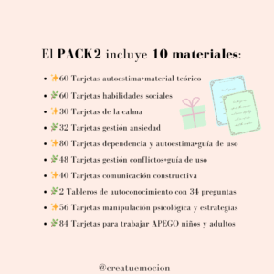 Materiales psicológicos: ¿Qué incluye el pack de 10 materiales?