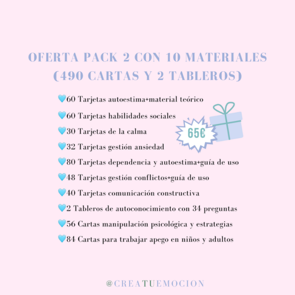 Materiales psicológicos: ¿Qué incluye el pack de 10 materiales?