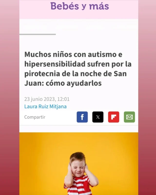 Recupero este artículo que escribí hace dos años❤️‍🩹 para @bebesymas

🎆 ¿Tu peque tiene hipersensibilidad auditiva o TEA? La Noche de San Juan puede ser todo un reto... pero hay formas de ayudarles 💙

✨ Aquí van algunos consejos: 
👂 Acostumbrarle poco a poco al sonido (¡vídeos con volumen bajito!)
🎧 Cascos con cancelación de ruido, ¡comodísimos!
🎵 Música tranquila que le relaje
🤲 Juguetes antiestrés, respiraciones profundas y muchos abrazos
🎨 Actividades en casa que le distraigan: manualidades, peli, cena especial...

💡 Lo importante es anticiparse y ofrecerle seguridad y calma 🧸

Tienes el artículo completo en stories (y guardado en destacados) 🗞️

#Autismo #SanJuan #AltasCapacidadesSensoriales #TEA #HipersensibilidadAuditiva #NocheDeSanJuan #NiñosFelices #PsicologiaInfantil