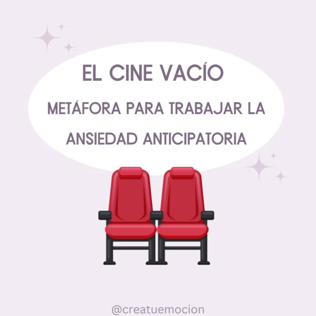 [Descubre el ejercicio en la última diapositiva] 🧭

🌪️ La ansiedad anticipatoria es como sentarte en un cine vacío y empezar a imaginar escenas que aún no existen... 

🎬 La película todavía no ha empezado: solo estás en la butaca, respirando. 

🌿 Respira, vuelve al presente.

Guarda este post para cuando lo necesites 🔐

✨ Si quieres trabajar con metáforas, puedes comprar en la web mi material de 102 metáforas 15 en 1 (para trabajar hasta 15 problemas/temas psicológicos).

¡Feliz fin de semana! ✨ 
.
.
.
#recursosterapia #metaforasterapia #metaforaspsicologia #recursospsicologia #materialespsicologicos #gestionemocional #psicologasenreus