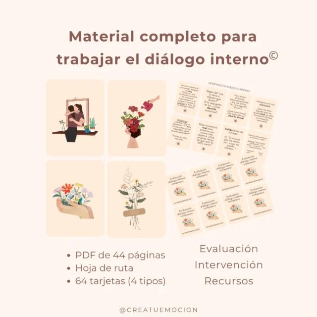 Si te hablaras como te hablas por dentro... ¿seguirías siendo tu amiga?

Nos hablamos todo el tiempo. Pero ¿de qué forma? Lo vemos cada día en nuestros pacientes o en nosotrxs mismxs.

🌾 El diálogo interno puede ser el mayor aliado terapéutico o el crítico más destructivo. A mí me pasaba que a veces no sabía cómo "bajarlo a tierra" en sesión.

Por eso he creado este nuevo material: 64 tarjetas terapéuticas + una hoja de ruta para que las apliques paso a paso (también puedes trabajarlo de forma libre). 

Una herramienta práctica, profunda y fácil de aplicar, que te ahorrará tiempo en sesión 🌸

💛 Para que tus pacientes:
	•	Identifiquen su voz interna
	•	Detecten patrones de autoexigencia y juicio
	•	Empiecen a construir una voz más compasiva y realista sin forzar nada
• Apliquen recursos eficaces en su día a día

✨ Disponible con precio especial solo durante 48h (enlace en la BIO).

Y además…
🎁 Si lo compras en estas 48h recibirás un regalo exclusivo:
🌸 24 tarjetas en PDF estilo Dixit, diseñadas para seguir explorando el diálogo interno en sesión (perfectas para complementar el material).

⏳ Después, desaparece la oferta y el bonus.

Si quieres el link directo de compra, escribe “diálogo” en comentarios y te lo envío por privado. Y si tienes cualquier duda, ¡escríbeme!

Gracias por confiar en mis materiales💫

#materialespsicologicos #recursospsicologia #dialogointerno #recursosterapia #tarjetasterapia #autocompasion #tarjetasdixit #psicologasenreus