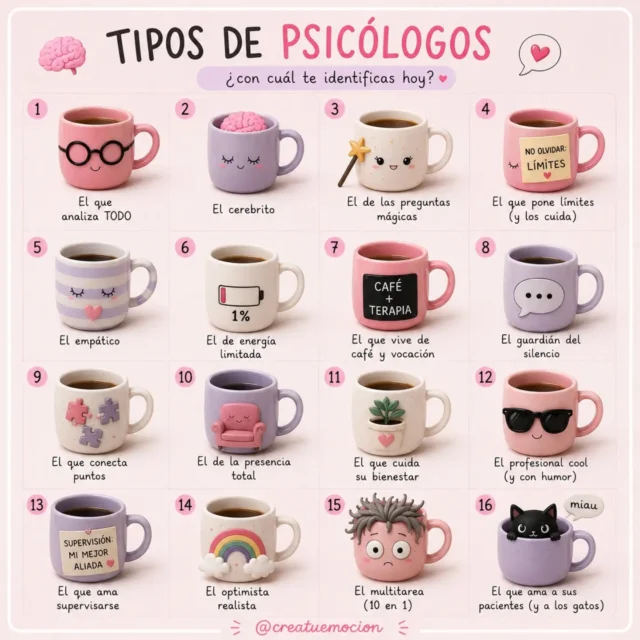 Dentro de cada psicóloga hay un poquito de detective 🔎, un poquito de café ☕️, bastante empatía… y, seamos sinceras, alguna que otra crisis existencial 😂.

🍵¿QUÉ TAZA ERES TÚ?

Comenta el número o los números que más te representan👇😜 y etiqueta a tu psicocompi!

🔐 Guarda y comparte 🌿

#PsicologíaHumor #TiposDePsicólogos #PsicologíaIntegradora #Psicoterapia #PsicólogasEnReus